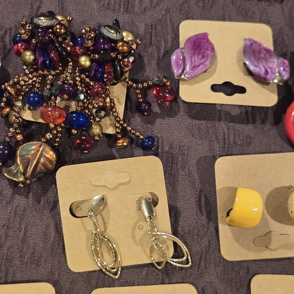 Colorful Clip On Earring Lot. 20 Pairs. - Picture 6 of 8